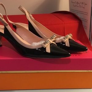 Kate Spade Pink/Black w/bow heels Palina She's, Size 6.5,